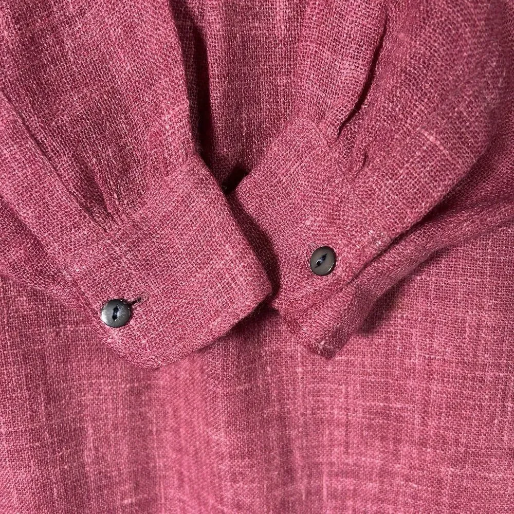 VTG Donald Davis Ireland Wool Linen Midi Tunic Shirt Dress Sz S Salmon Lagenlook - Picture 6 of 10